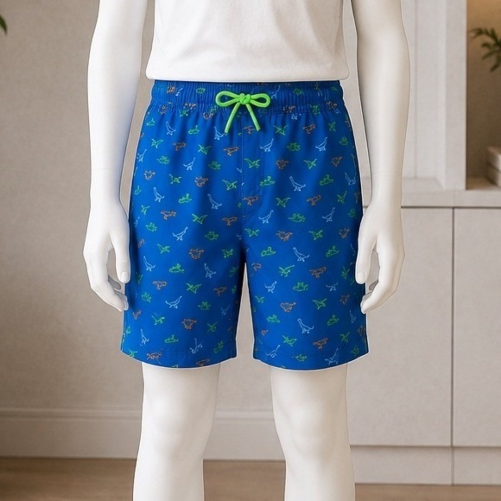 Ocean Gear Boys Swim Trunks Blue Dinosaur Print UPF 50+ Size L 10-12